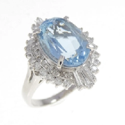Nhẫn Aquamarine PT900 4.238CT - Hàng hiệu Chính hãng