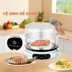 Nồi hấp điện UNIE UE680 15L mới – 3 tầng dung tích lớn, có bảng gợi ý thời gian hấp mới 588859