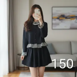 Set váy áo len thừng bé gái <47 ký mặc Tết cực xinh