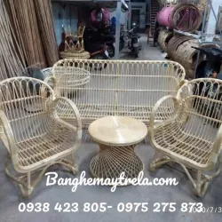 Bàn ghế sofa mây tay cuộn phòng khách 1026217