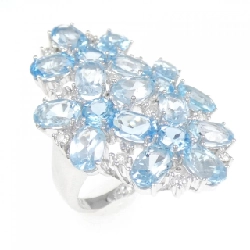 Nhẫn Blue Topaz K14WG 9.51CT