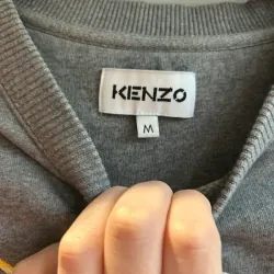 Áo sweatshirt Kenzo tay dài thêu đầu hổ màu xám size M 757214
