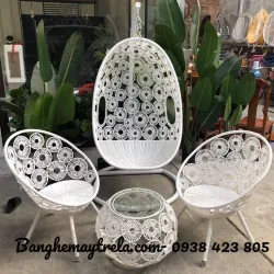 Xích đu kèm bàn ghế ban công mây nhựa 1008059