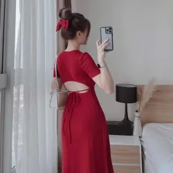 Đầm body đỏ khoét eo 990559