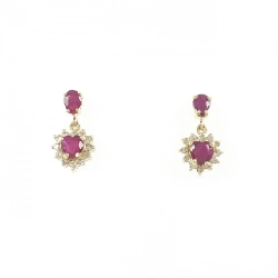 K18YG Bông tai Ruby - Hàng hiệu Chính hãng