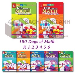 Sách Tiếng Anh - 180 Days of Math - Trọn Bộ K,1,2,3,4,5 -  Mới