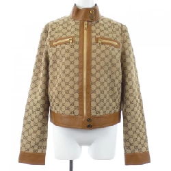 Gucci GUCCI Áo khoác vải canvas GG với viền da 681034 Z8AV6 - Hàng hiệu Chính hãng