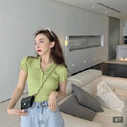 Áo phông dệt kim ngắn tay croptop 15068