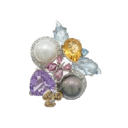 K18WG Nhẫn Đá Màu - Hàng hiệu Chính hãng 848190