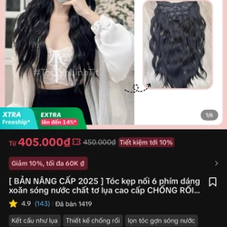 Tóc giả xoăn sóng nước kẹp phím tơ cao cấp cho nữ phiên bản 2025 màu nâu đen qua sử dụng1l 476074