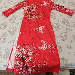 Áo dài hoa gấm đỏ size M 1022457