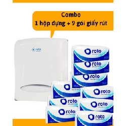 [Combo 1+9] 1 hộp đựng giấy rút ROTO và 9 gói giấy lau tay 2 lớp HCM0310 80932