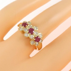 Nhẫn ruby K18YG hoa 0.67CT 665460