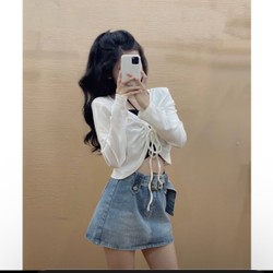 Áo croptop dài tay cổ rút 78866