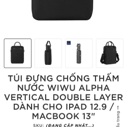 Túi đựng chống thấm nước WIWU Alpha Vertical Double Layer chính hãng còn mới 224578