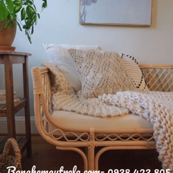Ghế sofa dài mây tự nhiên lưng caro 446014
