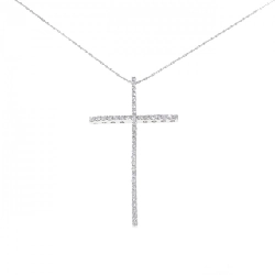 K18WG Dây chuyền kim cương chéo 1.01CT - Hàng hiệu Chính hãng