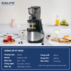Máy ép chậm KALITE KL-599 màu đen-bạc chính hãng mới 100% 574505