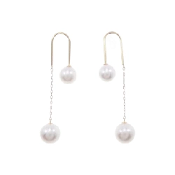 K18YG Bông tai ngọc trai Akoya - Hàng hiệu Chính hãng