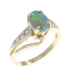 Nhẫn opal đen 14KYG/14KWG - Hàng hiệu Authentic