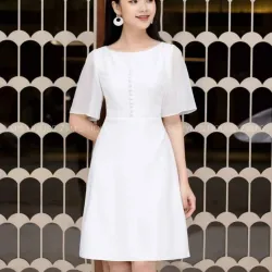 Váy trắng Zymhouse size S mới giặt phù hợp cho đi làm, cafe 1019942