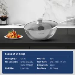 🍳 Chảo Inox 304 Nguyên Khối Lòng Sâu Kalite KWP2601 – Bền Bỉ, Dẫn Nhiệt Chuẩn 718226