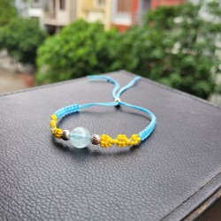 Vòng handmade Aquamarine mix charm bạc