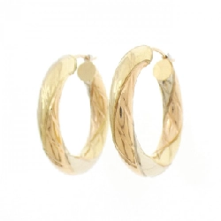 Bông tai hoop ba màu 750 - Hàng hiệu Authentic