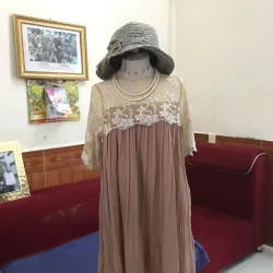 Váy tiểu thư phối ren ngực kiểu Pháp Free size Màu nâu tây 1041954