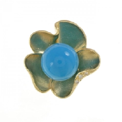 Nhẫn ngọc lam K18YG 9mm 669582