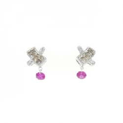 K18WG Bông tai Ruby - Hàng hiệu Chính hãng