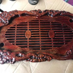 Khay trà Tùng hạc điêu khắc giả gỗ size to  25561