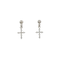 K18WG Bông tai kim cương chéo 0.14CT - Hàng hiệu chính hãng