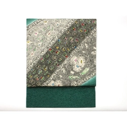 Dải obi Nagoya Kawabata Yoshio - Vải in gỗ Ấn Độ cổ đại - Hàng hiệu Authentic