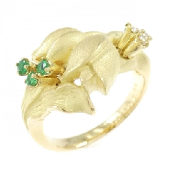 Nhẫn ngọc lục bảo K18YG hoa 0.06CT