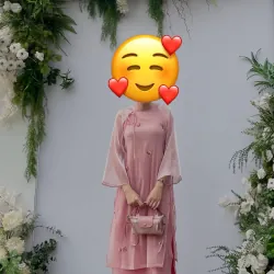 Bộ áo dài 3 items màu tím hồng 996573