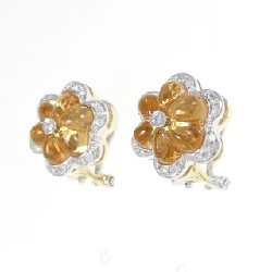 Bông tai hoa Citrine K18YG/K18WG - Hàng hiệu Authentic 877091