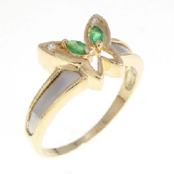 Nhẫn ngọc lục bảo K18YG/PT hình bướm