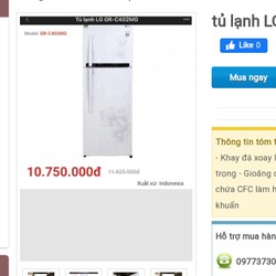 Tủ lạnh lg 399l GR CC402MG hãng LG xuất xứ IDONESIA 160834