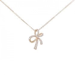 K18PG Dây chuyền kim cương hình ruy băng 0.43CT - Hàng hiệu Chính hãng