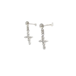 K18WG Bông tai kim cương chéo 0.14CT - Hàng hiệu chính hãng 870178