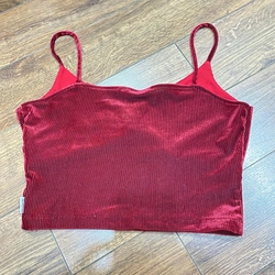QUÀ 0Đ CHO ĐƠN QUẦN ÁO/ ĐỒ DÙNG KHÁC TRONG SHOP**** ÁO CROPTOP 2 DÂY NHUNG FREESIZE ĐỎ MẬN 537378