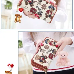 Ví Nữ Dài Cầm Tay 2 Ngăn Kéo Sang Trọng, Ví Thêu Hình Gấu Dễ Thương 574785