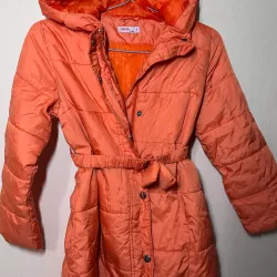 Áo khoác nữ dáng dài màu cam ,Size 7-10Y 734242