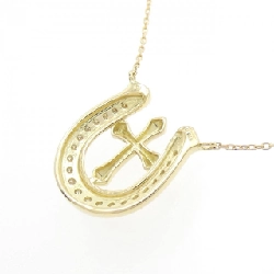 K18YG móng ngựa × chữ thập dây chuyền kim cương 0.10CT - Hàng hiệu Authentic 861675