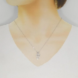 K18WG nốt nhạc ký hiệu dây chuyền kim cương 0.32CT - Hàng hiệu Authentic 860253