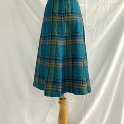 🌻CHÂN VÁY CARO XANH, Size M, Eo chun, Mới 90% 452762