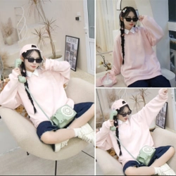 Áo sweater nỉ ép Hàn form rộng thêu logo TOSUN basic phong cách Hàn Quốc 316595