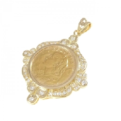 K18YG(枠) Dây chuyền đồng xu kim cương 0.565CT - Hàng hiệu Authentic