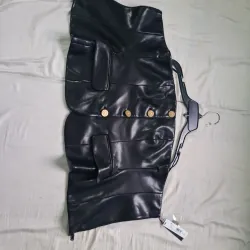 Áo da crotop cao cấp size 4 , màu đen, khóa kéo sau. 750591